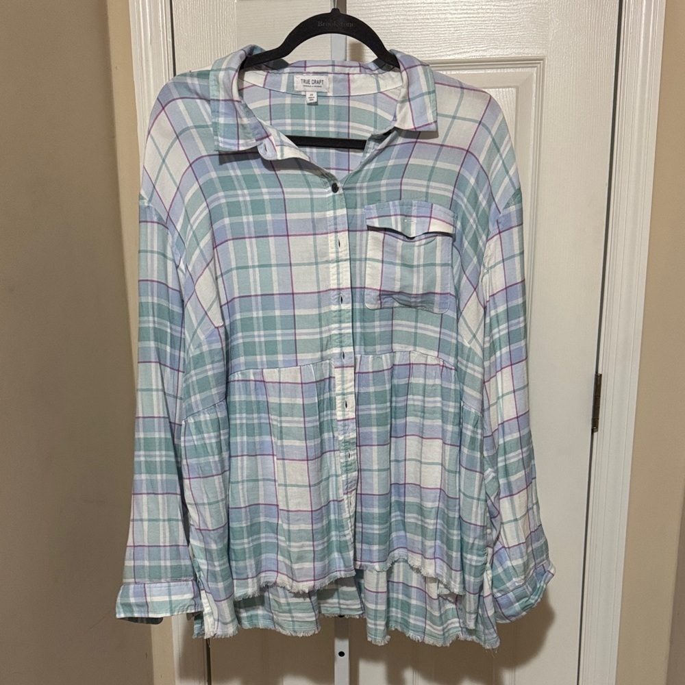 True Craft Pastel Plaid Shirt in Blue and Pink